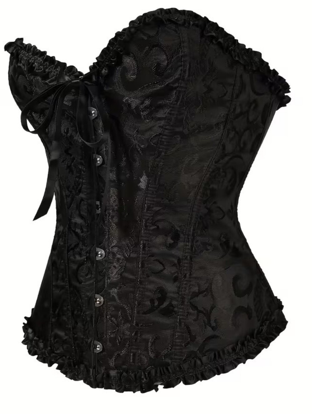 New NWT Black floral Lace-Up Corset Tight Body Shaping Top - Picture 2 of 5